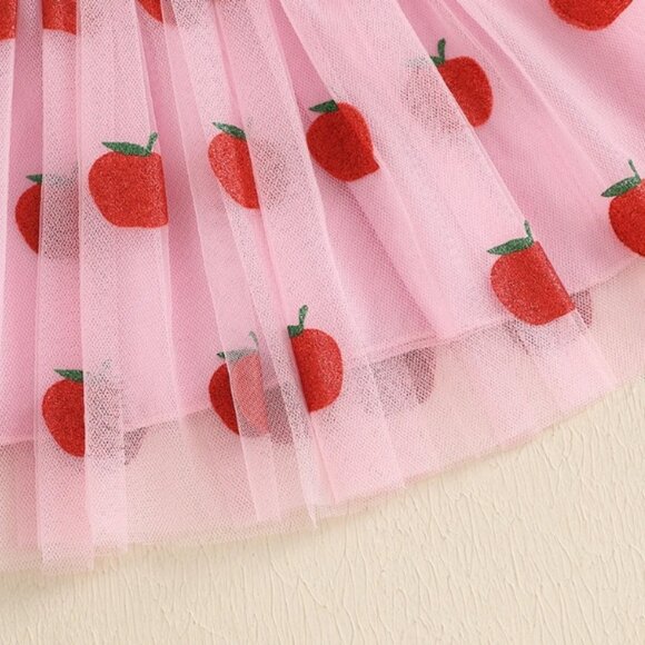 Back to School Chenille Apple Shirt & Tulle Skirt Girls Outfit Set - Picture 6 of 7